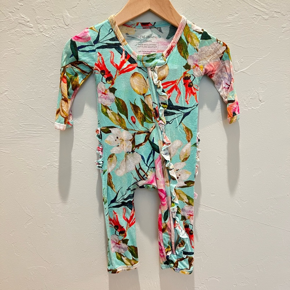 Posh Peanut 3-6mo Footless Zippered Ruffled Pajamas